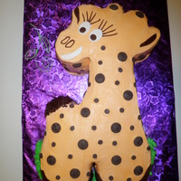Giraffe Birthday Cake Cake was made from 2 12 x 18 sheet cakes then carved into giraffe shape. I then iced with buttercream colored orange, then added chocolate...