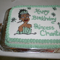 Princess Tianna Cake I made this cake for my neice Chante's 07th birthday. I drew into the BC icing with a toothpick at first then went over it with black...