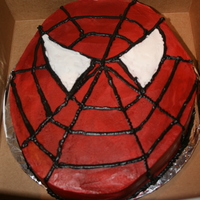 Spiderman Face Cake Very easy to do. Cut round cake to get desired shape. BC icing