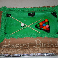 Pool Table Cake BC Frosting , gumballs for cue balls