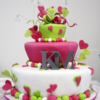 Wedding Cake Hot Pink and Lime Themed Wedding Cake!!