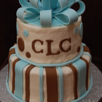 Brown And Blue Baby Shower Buttercream with fondant accents. Fondant bow. TFL
