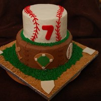 Baseball Birthday Cake 2 tier baseball cake. Inspiration from similiar cakes on CC. Thanks for all of the ideas!