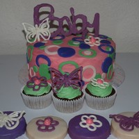 Baby Shower Cake And Cupcakes Candy Melts were used for all accents.