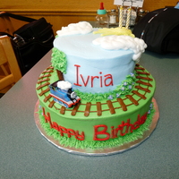 Thomas The Tank Engine Cake Thomas the Tank Engine cake to match the theme for a little girl's birthday. This was my first stacked cake. Many thanks to all the CC...