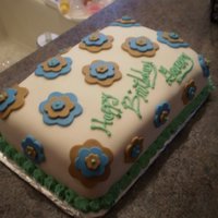 My First Fondant Cake This was my first cake using fondant. Everyone seemed to enjoy it. Hopefully this is the first of many. I'm enjoying my new hobby.