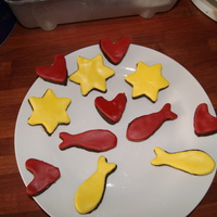 Cake Ball Cookies i made these by rolling the cake ball mixture out and used cookie cutters to make the shapes , then when they were set i covered with...
