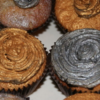Cherry Cupcakes With Silver And Gold Rum Frosting 