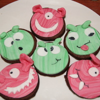 Monster Cookies chocolate cookies with fondant monsters :) tfl