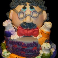 Mad Scientist Birthday 3D Mad Scientist Cake with edible experiments.