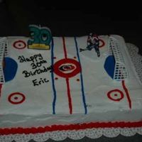 Carolina Hurricane Hockey Cake Just a sheet cake with the hurricane logo on center ice.