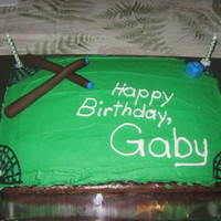 Billard Table I made this table for hubby's boss. Fondant cues and chalk,