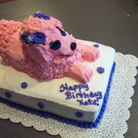Pink Poodle Cake This pink poodle cake was made from a 3D duck pan using rosette to make the curls on the poodle. This was my first time making this cake....
