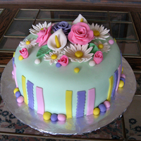 Flower Birthday Cake - Easter Theme This was a birthday cake for someone who loves flowers and gardening. Her birthday is close to Easter so we combined everything. These were...