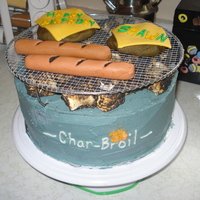 Bbq Cake Made this cake for my cousin's boyfriends birthday party, the hotdogs and hamburgs are made of all fondant