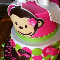 Mod Monkey The cake is Hot pink and Lime green marbled together with Chocolate Ganache, completely edible :)