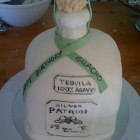 Patron Bottle Vanilla cake with almond buttercream with fondant