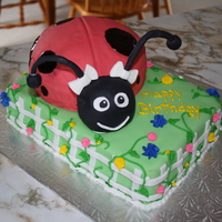 Ella's 1St Birthday. Lady Bug Theme. This is my second stacked cake. First 'animal'. All cake except for the head which is Rice Krispies and the antennas which are...