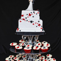 Butterfly And Blossoms Wedding Cake Red velvet and rich chocolate with cream cheese icing.