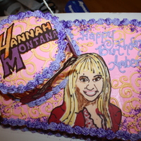 Hannah Montana Hannah Montana cake for a 6 y.o. birthday, the cake is Golden Butter covered in Italian Meringue Buttercream. The guitars, logo, and Hannah...