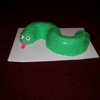 Snake Cake This cake was made just for fun. I have to practice on the head. I just couldn't shape it like a snake. Fondant eyes and tongue.