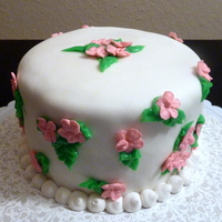 Pink Flower Birthday Cake Marshmallow fondant. Royal icing flowers. http://gabbyrm.blogspot.com/
