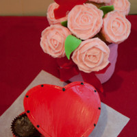 Vday Rose Cupcakes Bouquet & Box Of Chocolates The box is actually cake...really fun to make!