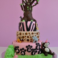 Girly Jungle Cake My friend asked me to recreate a cake she saw on CC-but make it girly....I did the best I could, and she loved it!!!