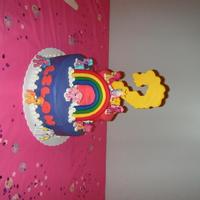 My Little Pony I made this for my daughter 2nd Birthday, rainbow and 2 are fondant . Buttercream icing and funfetti cake mix. This was my 2nd cake ever...