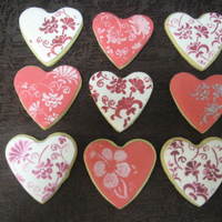 Valentines Day Cookies NFSC with fondant made for my OH for Valentines day. It was a great excuse to practice stencilling