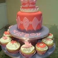 Princess Cake And Cupcakes 6 in Cake with 1 dozen matching cupcakes. I made the stand with cake boards and ribbons. First time and it came out great. Gum Paste Tiara...