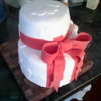 First Fondant Cake! It needs a little work but I tried my best!Made this for my sweetie on Valentines day