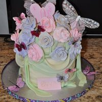 Roses And Butterflies MMF, gumpaste roses, purchased butterflies @ Michael's
