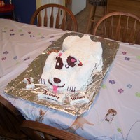 White Dog Cake My son wanted a dog cake for his 7th birthday party. Its supposed to look like his Jack Russell named Spot.