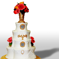 Elegant White Wedding Cake All in fondant, decoration in gumpaste