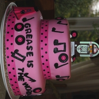 Grease fondont decrations, yellow cake with bavarian cream filling