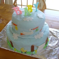 Baby Shower Tier Cake. first time tier cake. white chocolate with strawberry mousse. made this for a friend's baby shower. Shapes are made in MMF.Got my...