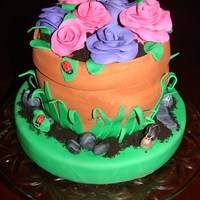 Flower Pot Cake This is a flower pot cake, I found the tutorial on Facebook. I made this cake for my mother and my sister for a late Mothers Day...