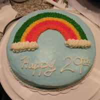Rainbow Birthday/spring Cake This is Course 1 Lesson 2 cake in Wilton classes aat the local hobby store.
