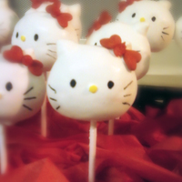 Hello Kitty Cakepops These were Super fun to make but more fun to eat. Credit to Bakerella for the idea. These were for a friends birthday. They are WASC...