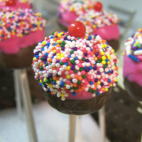 My First Cupcake Pops! My first ever Cupcake Pops. In case you aren't in the know, they are cake (chocolate) & frosting (in this case also chocolate)...