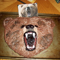 Grizzly Bear Cake Grizzly Bear cake I made for camping. Chocolate sponge cake and buttercream.
