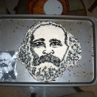 Karl Marx Cake This cake was made for my friend who is a socialist for his birthday. Its the first cake I ever made that included decorating. Its red...