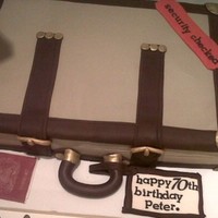 Old Leather Suitcase Chocolate guiness cake frosted with chocolate buttercream and covered in fondant. trimmings are chocolate flavoured modelling paste....