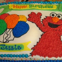 Elmo Cake Marble Cake with buttercream icing.