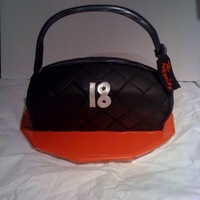 Quilted Handbag Cake Handbag cake in fondant with quilting. Handle made from liquorice whip sprayed with pme pearl spray.
