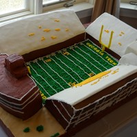 Bobby Dodd Stadium Cake I do not remember exactly how many cakes i made for this cake - but it was all Double Chocolate Fudge with double chocolate fudge...