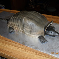 Armadillo Cake Based from the theme of Steel Magnolias. Of course the famous Red Velvet Cake on the inside. Covered with fondant.