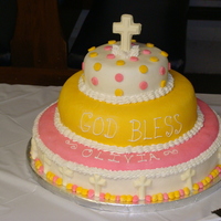 Baptism Cake - Or Could Be First Communion I made this cake for my daughters baptism, but it could easily be made for a First Communion as well. The cross on the top was made with a...