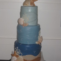 Engagement Cake 3 double barrel tiers=18 layers of goodness!!sea objects are 100% edible!
